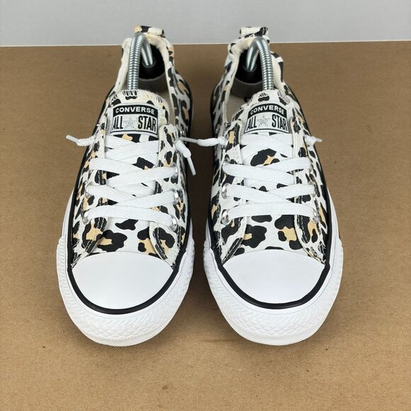 Converse Shoreline Leopard Print Elastic Heel Sneakers Womens 8 White Tan Black - Picture 2 of 10